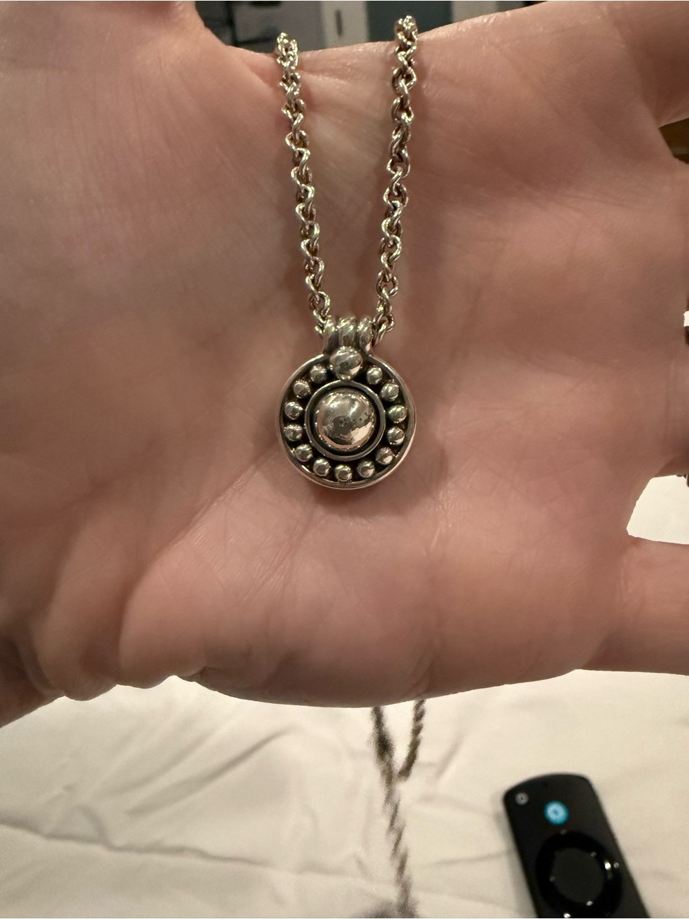 Brighton Silver Beaded Round Pendant Necklace
